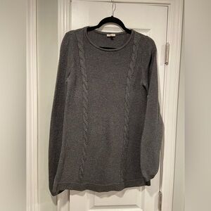 Talbots Size S Gray Cable Knit Crew Neck Pullover Cotton Blend Tunic Sweater